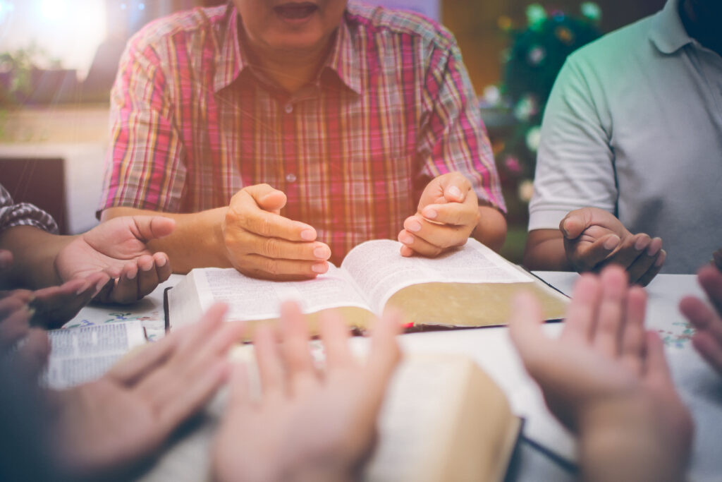 People,Of,Christ,Congregations,In,Prayer,With,Upturned,Palms,Holy